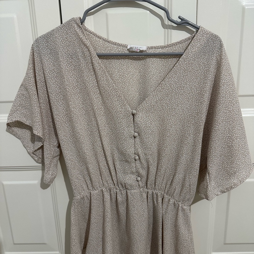 Elegant Beige Button-Down Dress